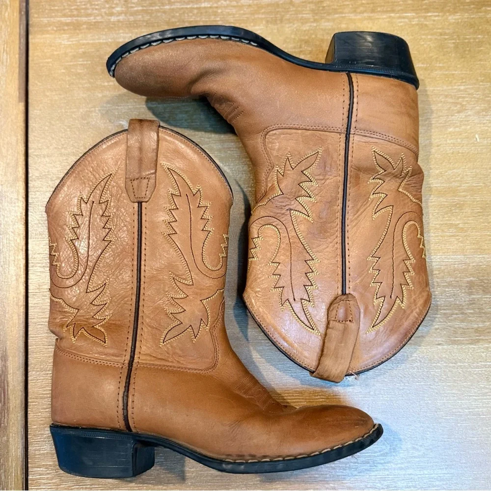 Old‎ West Youth Western Boot #1129 Corona Calf Leather Tan Size 2
